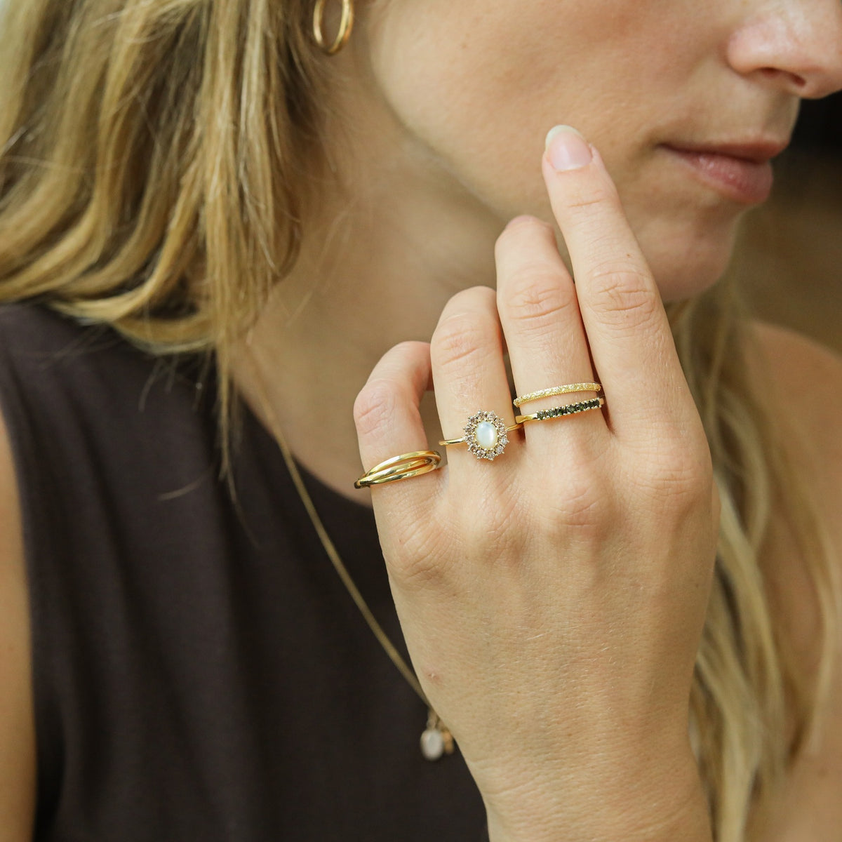 Lady Diana Ring Pearl Champagne