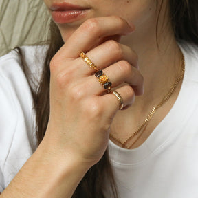 Smoky Citrine trio ring | 9K